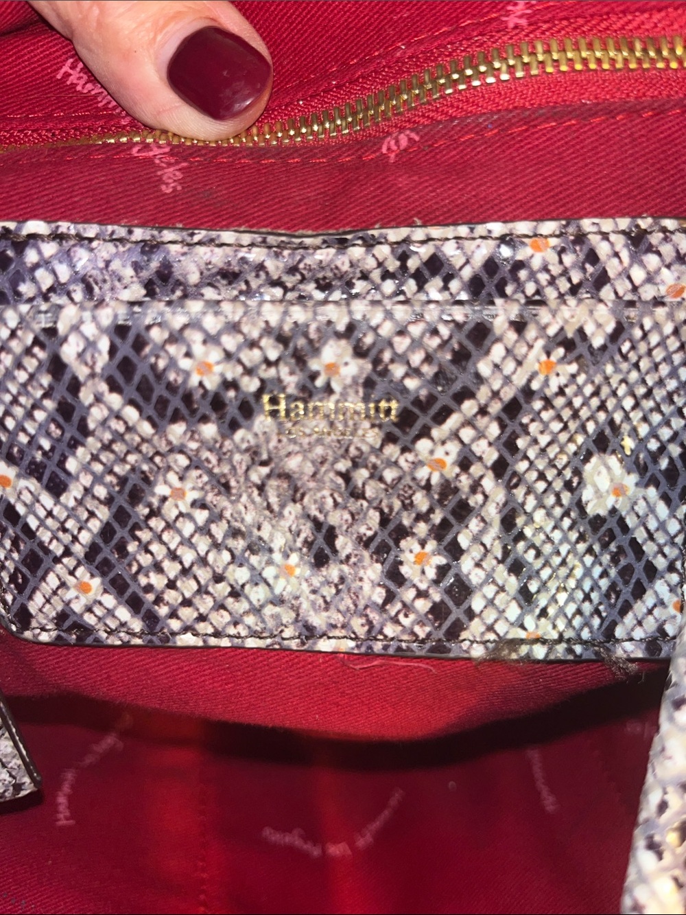EUC Authentic Hammitt Ferris Hobo in Daisy Snake Print Embossed Leather Handbag. - Picture 8 of 10
